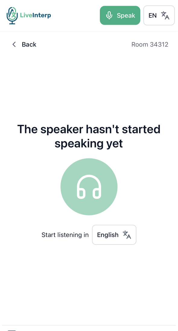 User interface tutorial for the listener: Wait for the speaker to start
