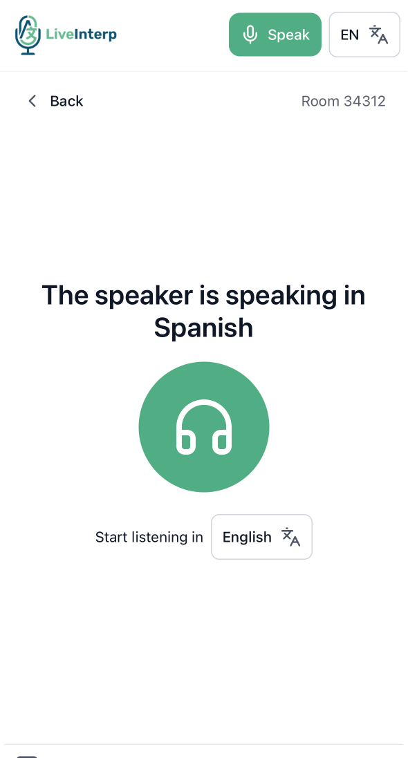 User interface tutorial for the listener: Start listening in your desired language!
